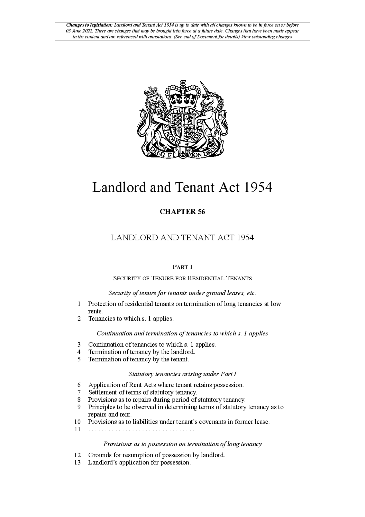 landlord & tenant act
